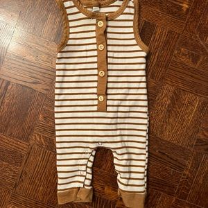 Tiny Terracotta Sleeveless Button Romper - 6 -12 months